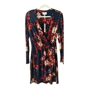 Laundry by Shelli Segal Blue Floral Wrap Dress, Medium